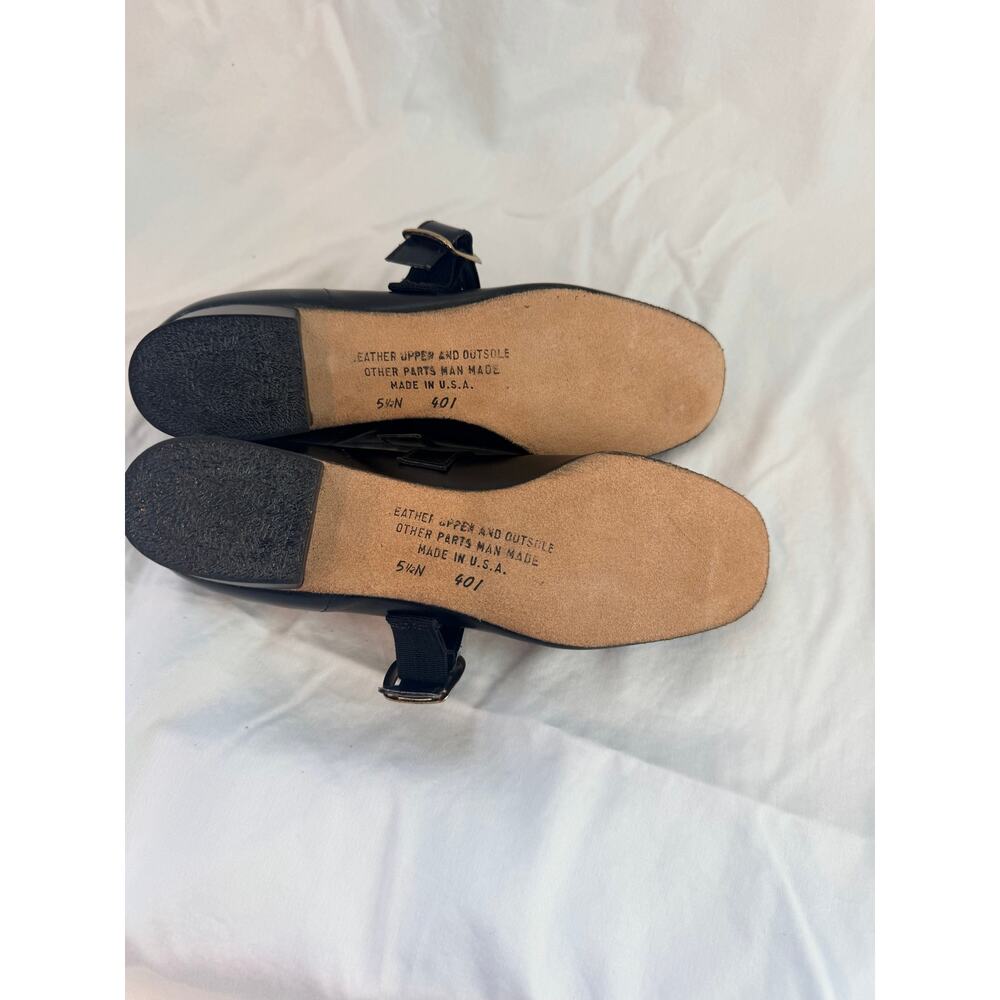 Vintage Promenaders Leather Mary Jane Dance Shoes Block Gold Buckle Size 5.5 N - Picture 4 of 9